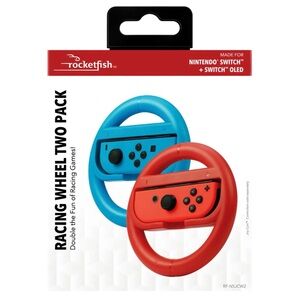 Rocketfish Joy Con Racing Steering Wheel 2 Pk. for Nintendo Switch Red/B…